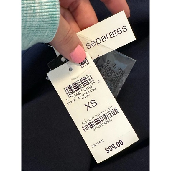 Bar III navy blue open front lined blazer size XS - Picture 7 of 12